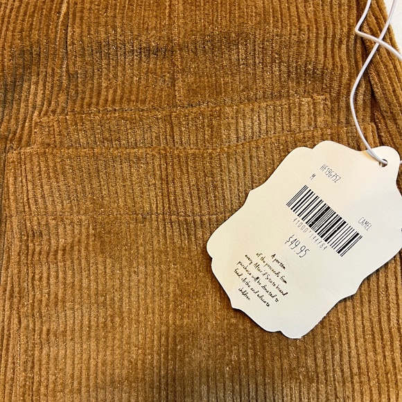 Altar’d State Camel Brown Corduroy Medium Skirt Pockets Buttoned Cabincore NWT - Picture 4 of 6